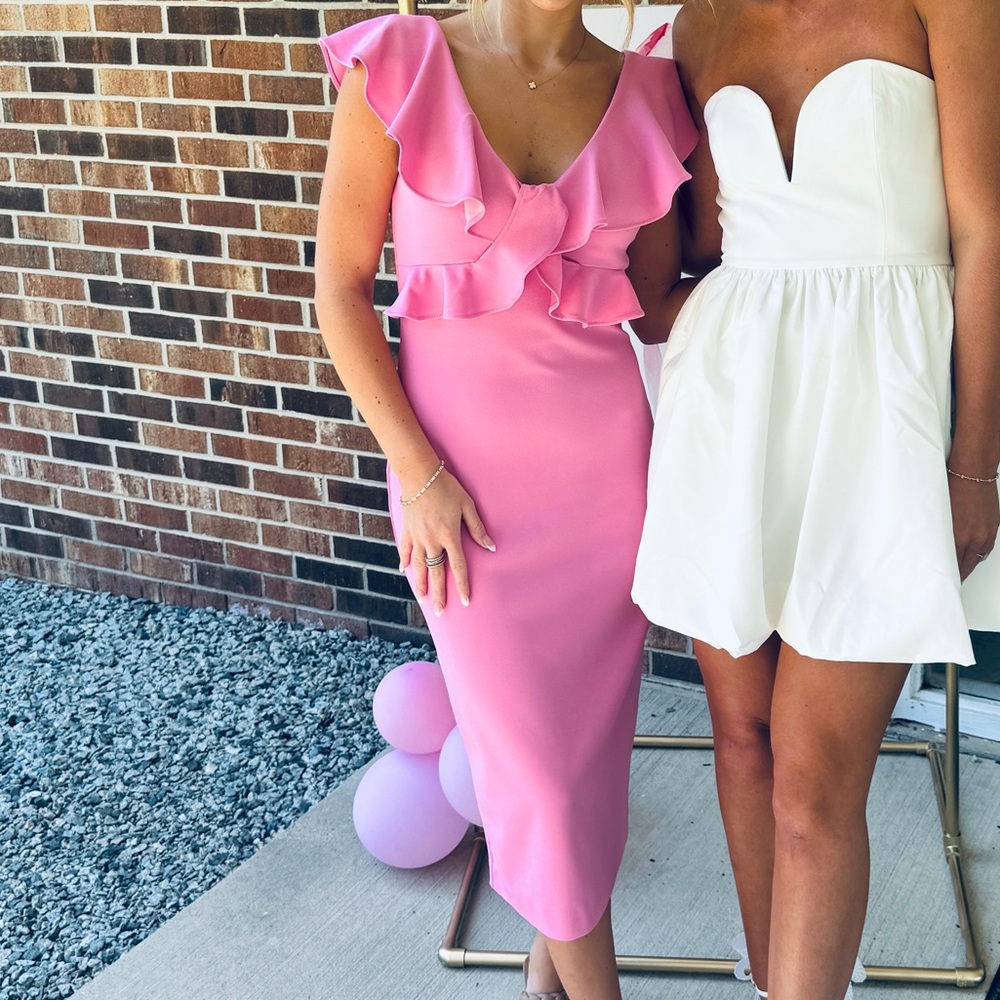 ANTONIO MELANI Pink Midi Dress Sweetheart Neckline Sleeveless